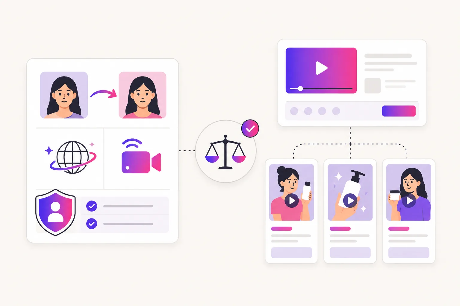 Illustration of a quick fit verdict between a multi-tool AI video suite and a product-link UGC ad workflow