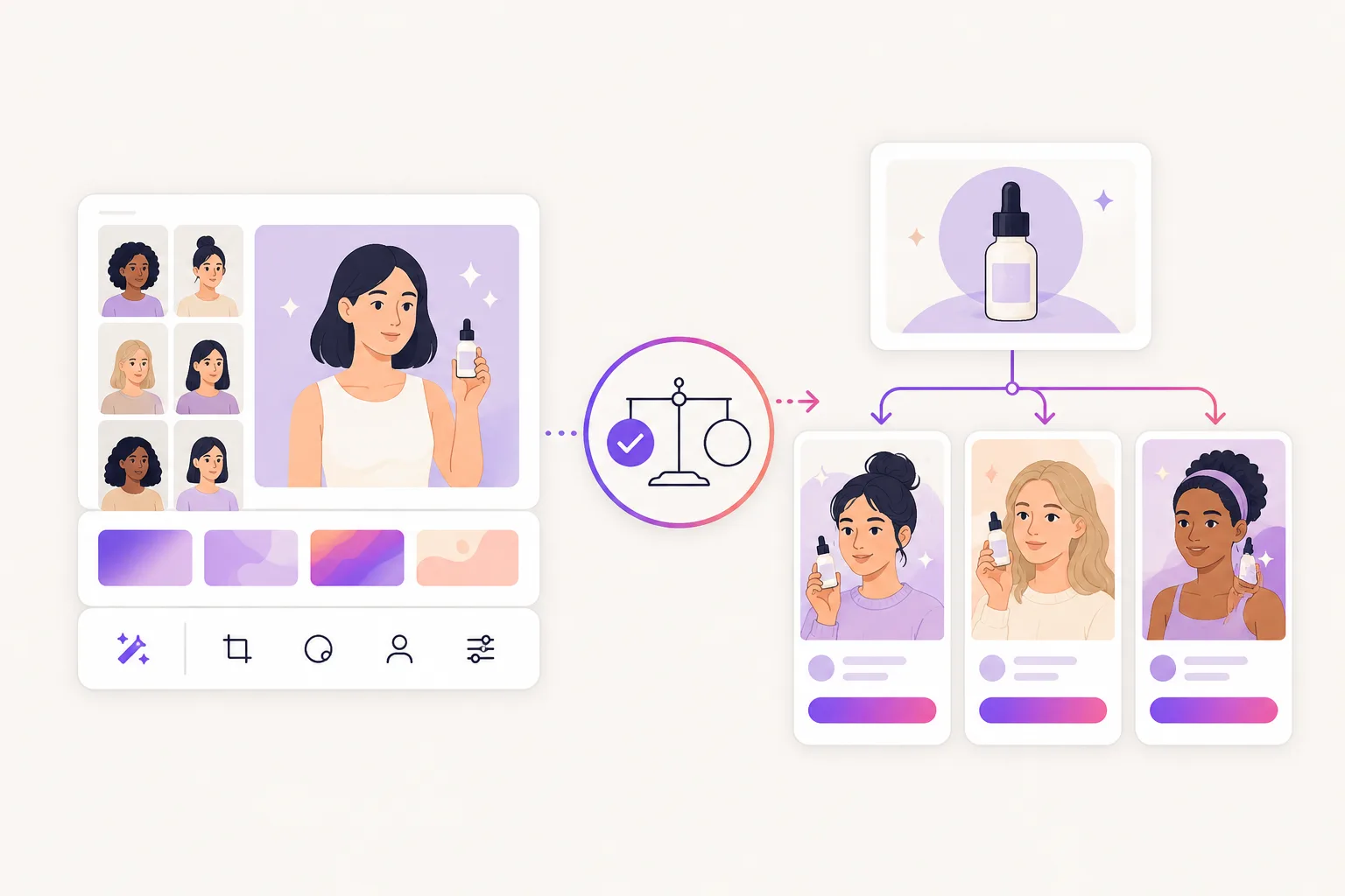 Illustration of a quick fit verdict between a broad AI ad studio and a product-link UGC ad workflow