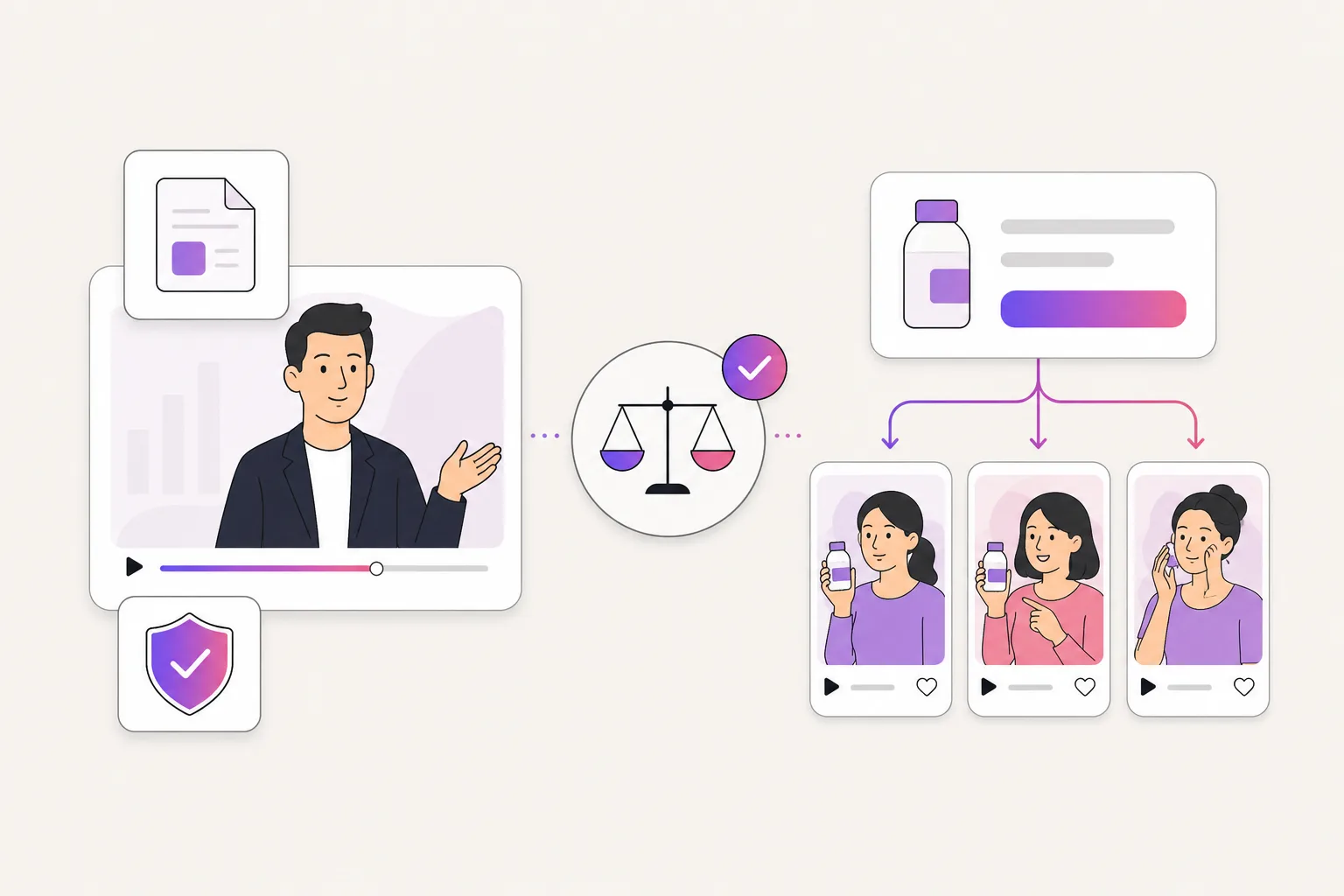 Illustration of a quick fit verdict between an AI business video platform and a product-link UGC ad workflow